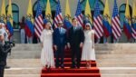 El presidente de Colombia, Abelardo De La Espriella, y su esposa Ana Lucia recibieron en Barranquilla el secretario de Estado de Estados Unidos, Marco Rubio, y a su esposa, Jeanette Rubio.