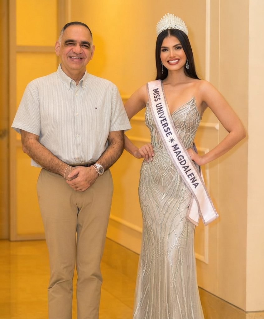 Valentina Franco en compania del senor Alcalde de Santa Marta Carlos Pinedo Cuello quin brindo todo su respaldo a la candidata de Miss Universe Colombia
